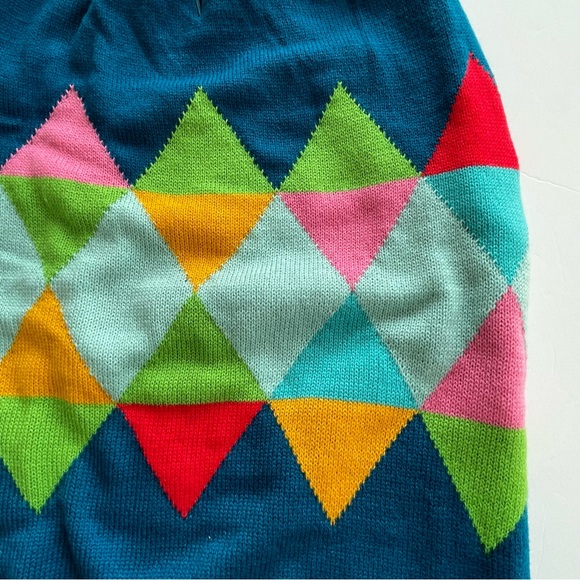 Dog Sweater Blue Knit with a Colorful Argyle Pattern XL - Picture 5 of 6
